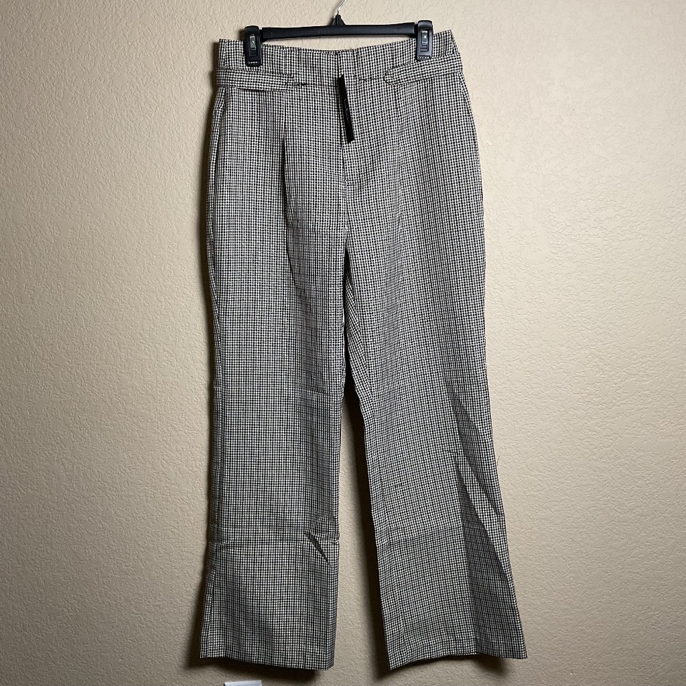 NWT Lulus Womens Medium Brown‎ Black Plaid Wide Leg High Waisted Trousers